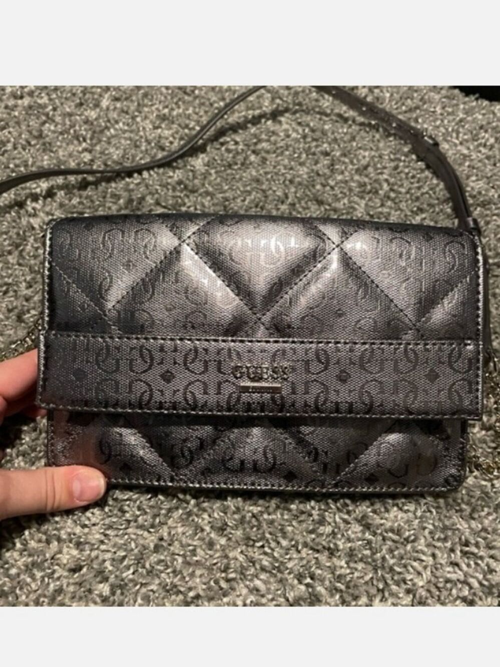 New! GUESS METALLIC QUILTED CROSSBODY/SHOULDER BAG